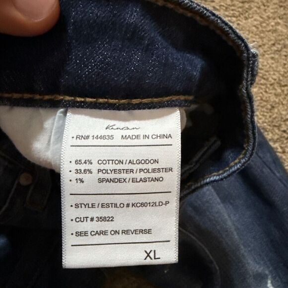 Kancan Estilo High Rise Ripped Ankle Skinny Jeans Women's Size XL Dark Blue Wash - Picture 8 of 11